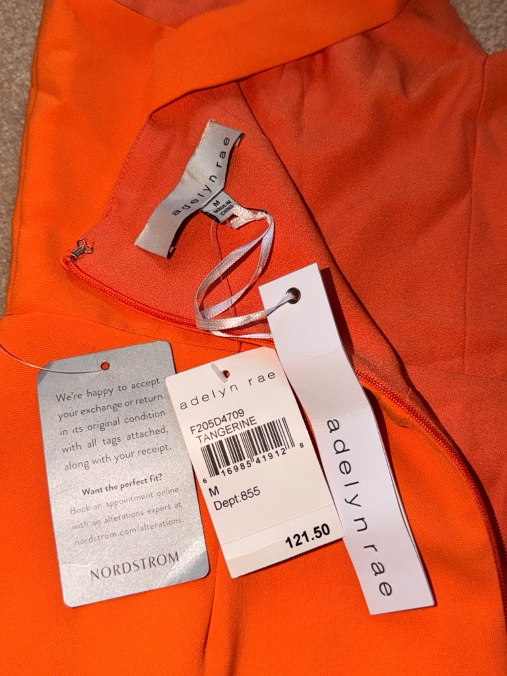 Adelyn Rae Nordstrom Tangerine Orange V-Neck Midi Dress M NWT - Picture 6 of 8